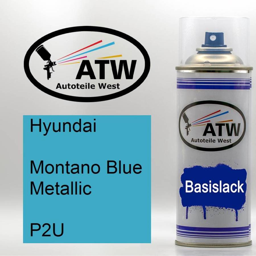 Hyundai, Montano Blue Metallic, P2U: 400ml Sprühdose, von ATW Autoteile West.